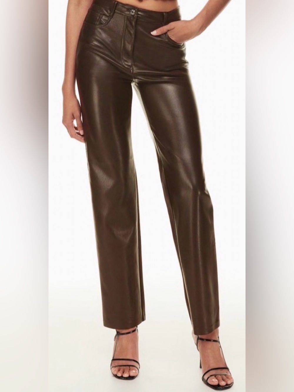 ✨🍂The Melina by Wilfred High-Rise Faux Leather Straight Leg Pants - Brown